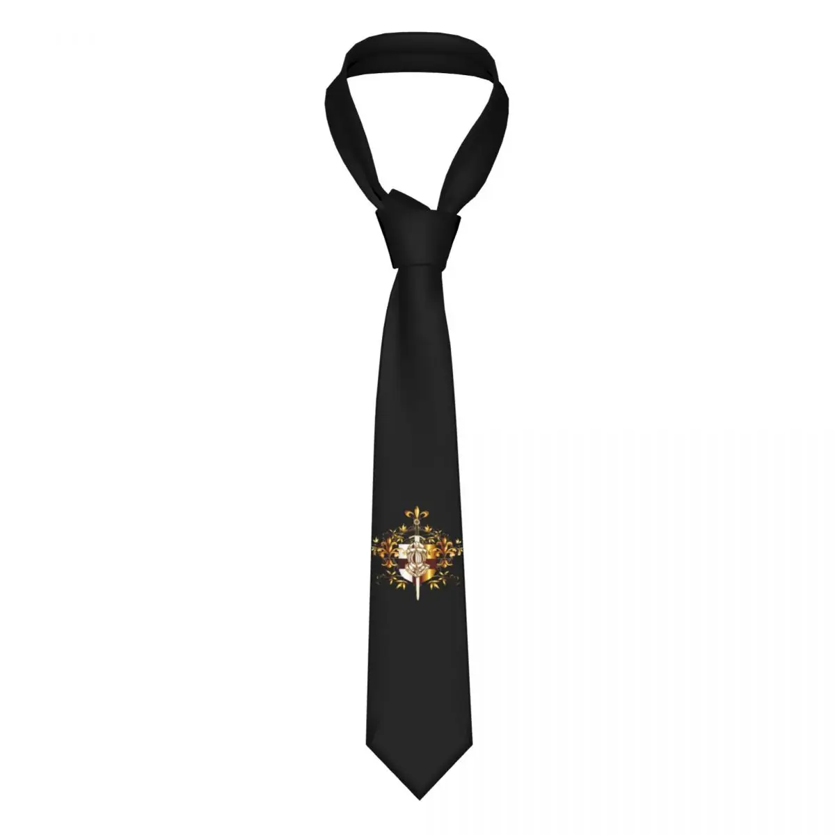 Personalized Knights Templar Cross Shield Symbol Neck Ties Men Formal Medieval Sword Emblem Secret Order Silk Party Necktie