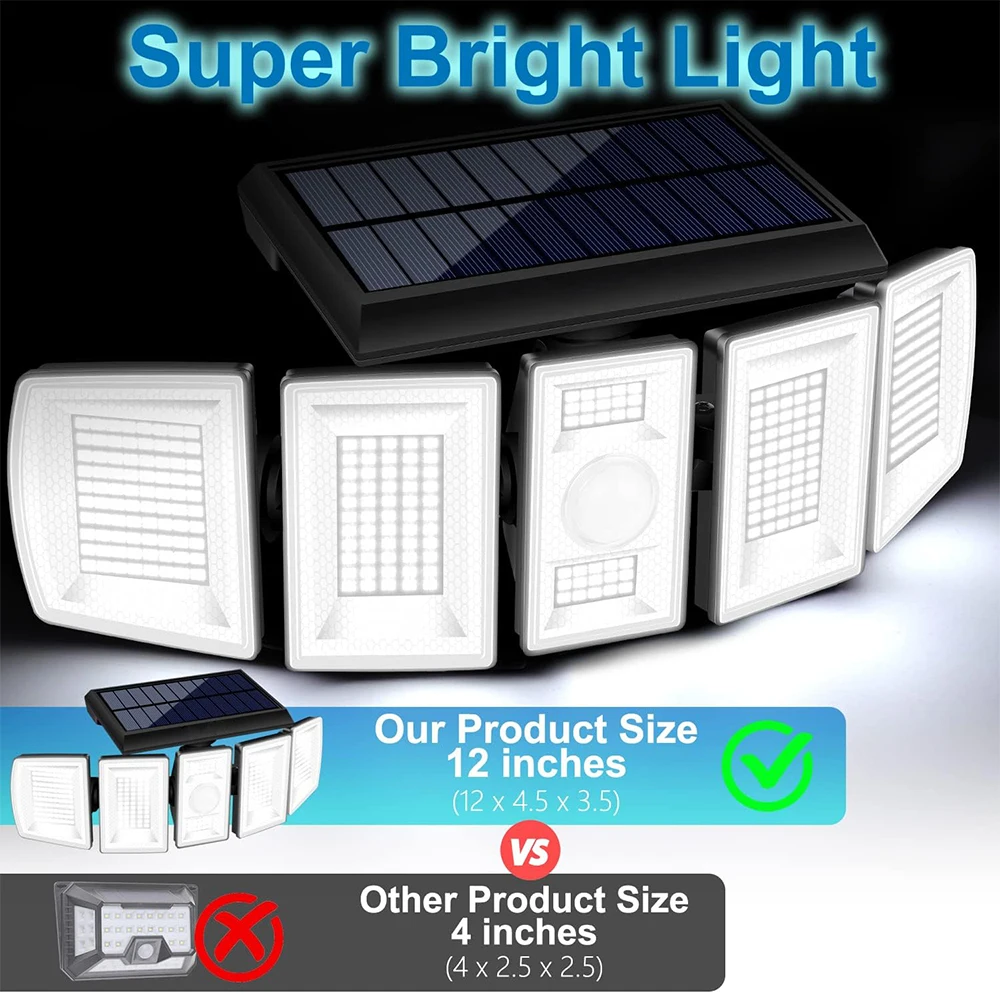 Solar Powered 300 LED Flood Light, Outdoor Motion Sensor Solar Wall Lamp, Waterproof Security Light for Garden Yard Garage
