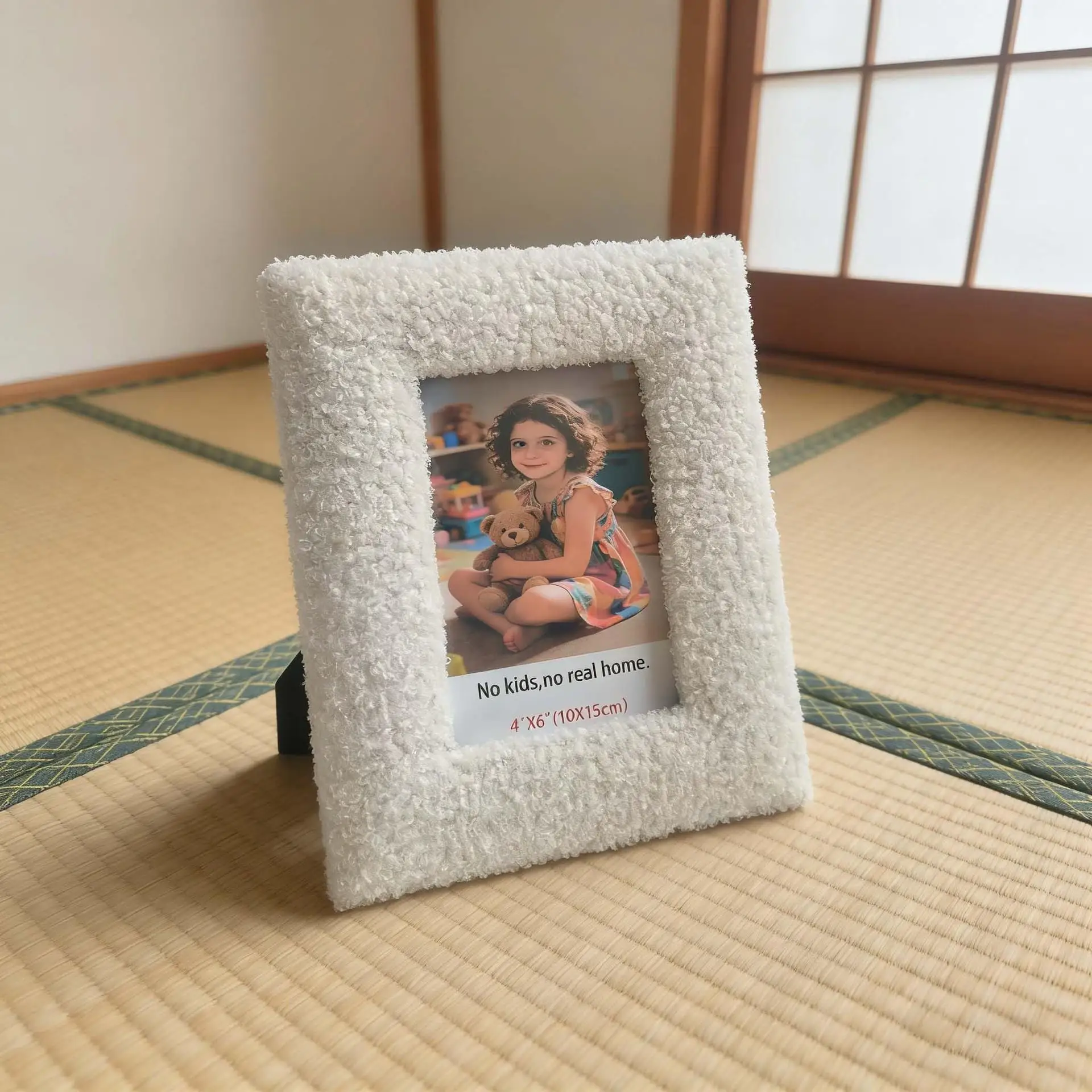 6/7/8 Inches Plush Frame, Hollow Density Board Wrapped With Teddy Fur Square European Fabric Art 6-inch Picture Frame