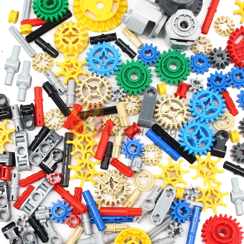 Bloques MOC con tecnología, bloques de construcción, amortiguador, Pin, conector de eje, embrague, tocadiscos, estante de engranaje, dirección de coche, juguete Mindstorms