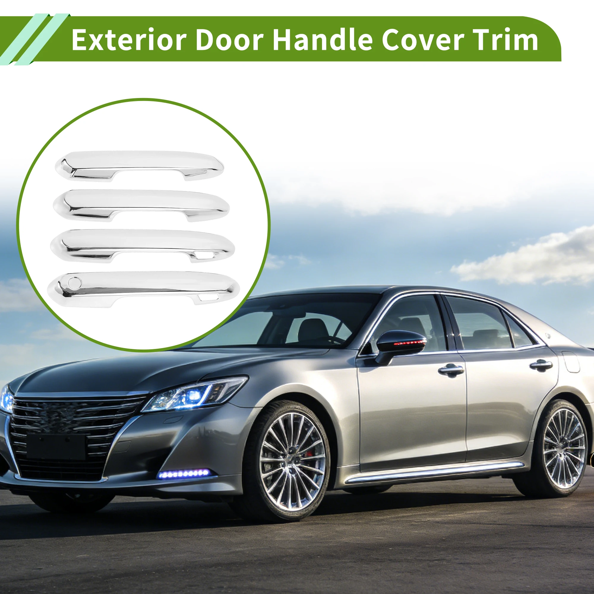 

UXCELL Exterior Door Handle Cover Trim Door Handle Cover for Toyota Crown 2021 Smart Silver Tone 1 Set