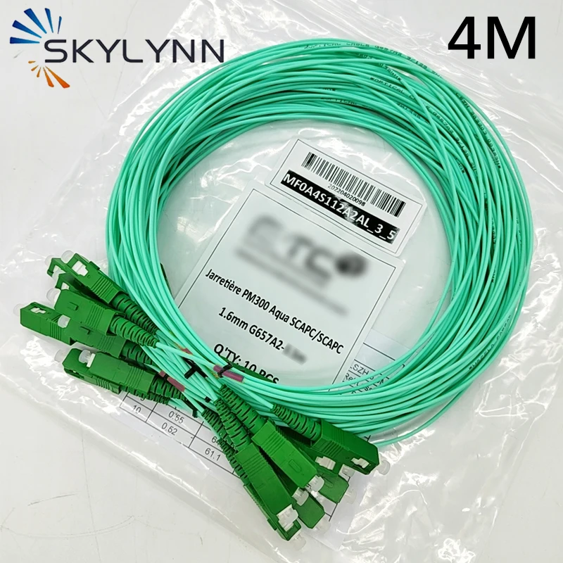 Jarretière 4M SC/APC-SC/APC Aqua Single Mode G657A2 Simplex 1.6mm Fiber Optic Patch Cord 50/100PCS LSZH Factory OEM Brand