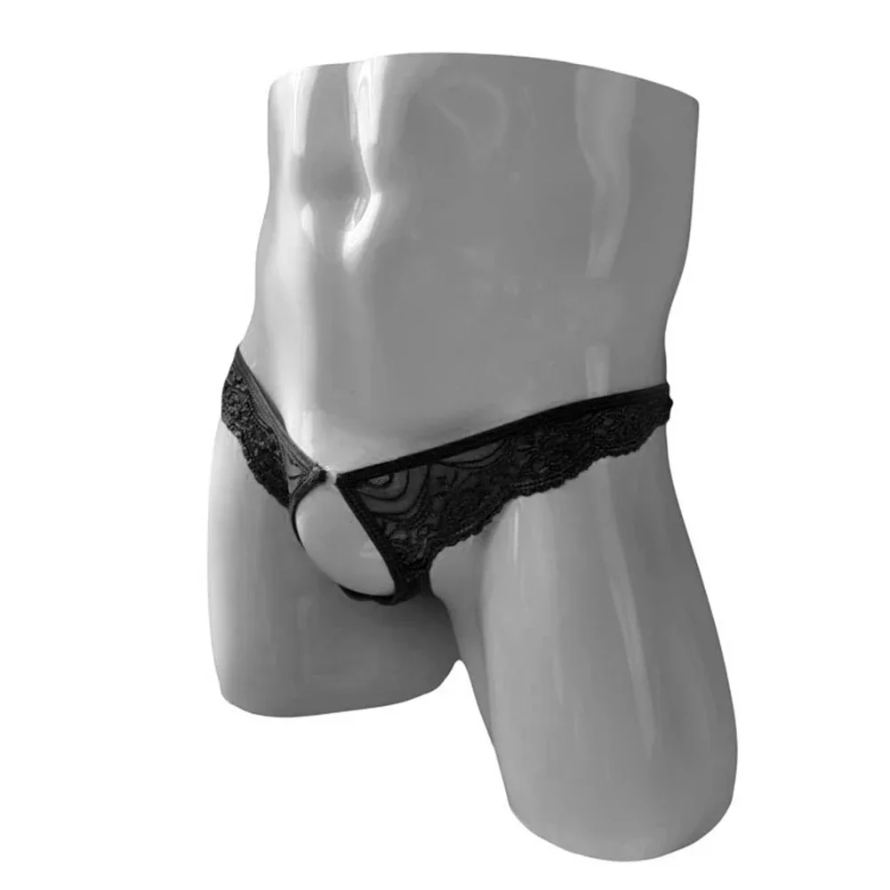 Sexy Men's Briefs Thongs Low Waist Underwear Breathable G-string Mesh Hollow Pouch Panties Ultra-Thin Lingerie Sissy Gays T-Back