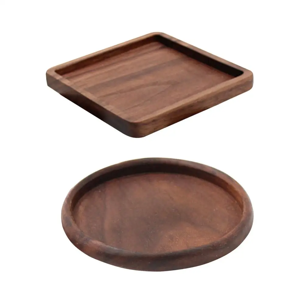 

2 Pcs Wooden Coasters Black Walnut Heat Resistant Non Mat Tea Coasters Dining Room Table Decor Home Textiles