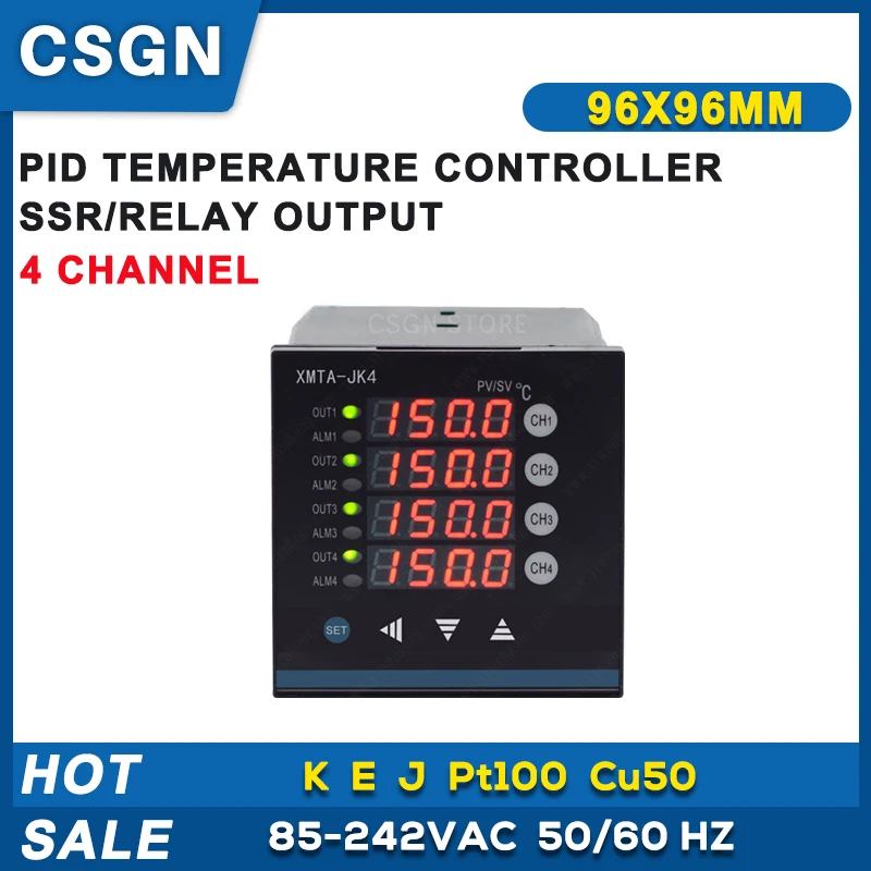 Canais Pid Controlador de Temperatura 220v 96 mm Ssr Relé Saída Pid Controlador Xmta-jk4 408 418g