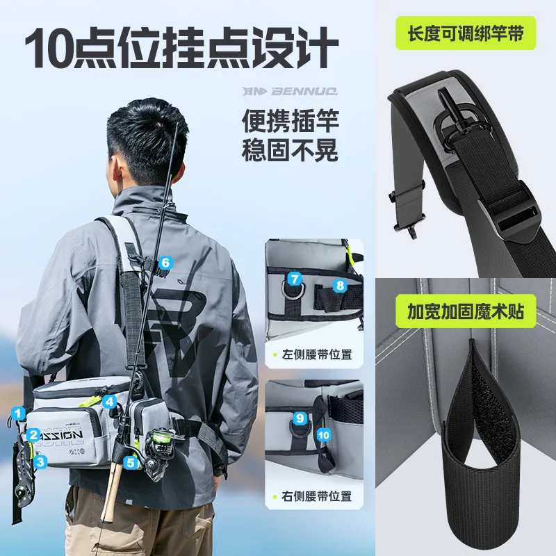 Bennuo 2026 New Multifunctional Waist Bag Waterproof Single Shoulder Fishing Tackle Bag Lure Storage Pack