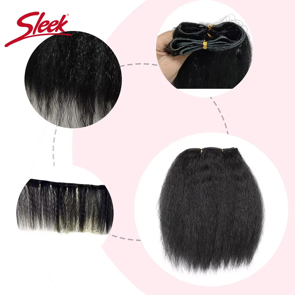 Sleek Peruvian 3Pcs Kinky Straight Weaving Bundles Nature Black And Brown 4# Short Yaki Straight Bundles Full End Remy Hair