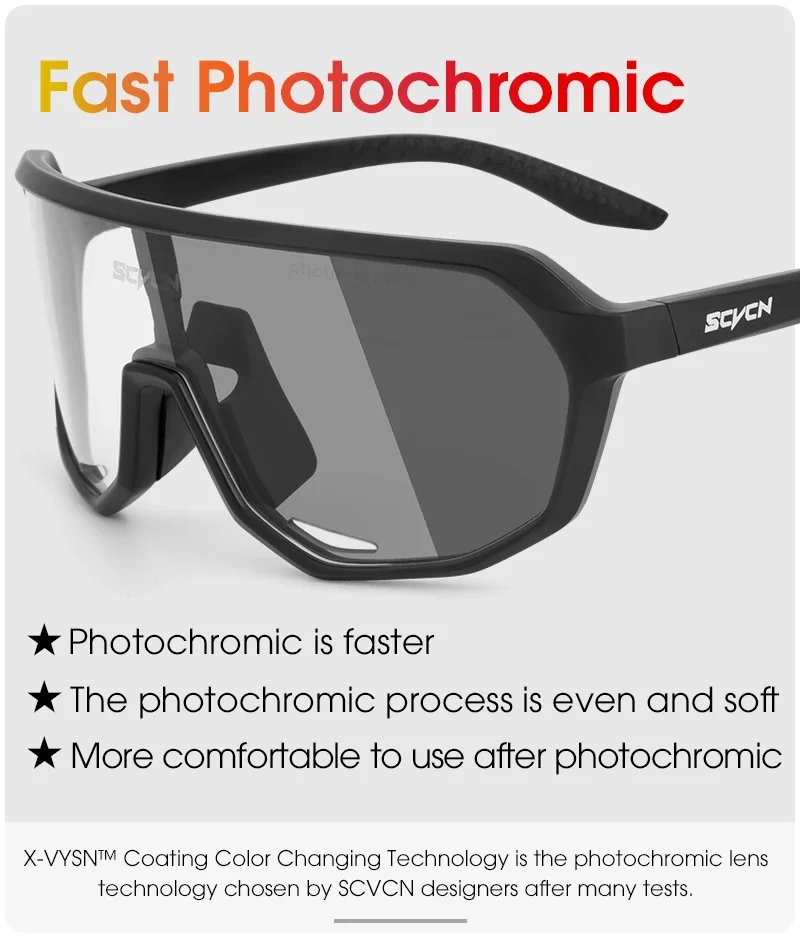 SCVCN Heißer Radfahren Photochrome Gläser Männer Frauen Wandern Brille Motorrad Fahrrad Reiten Outdoor Sport Radfahren UV400 Sonnenbrille – Detail 5