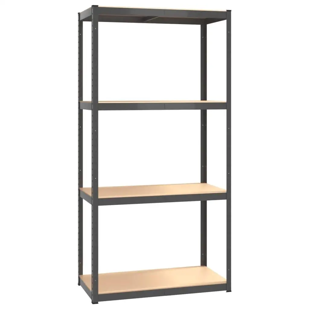 4-Tier Anthracite Steel & Engineered Wood Storage Shelf - Stylish Shelving Unit