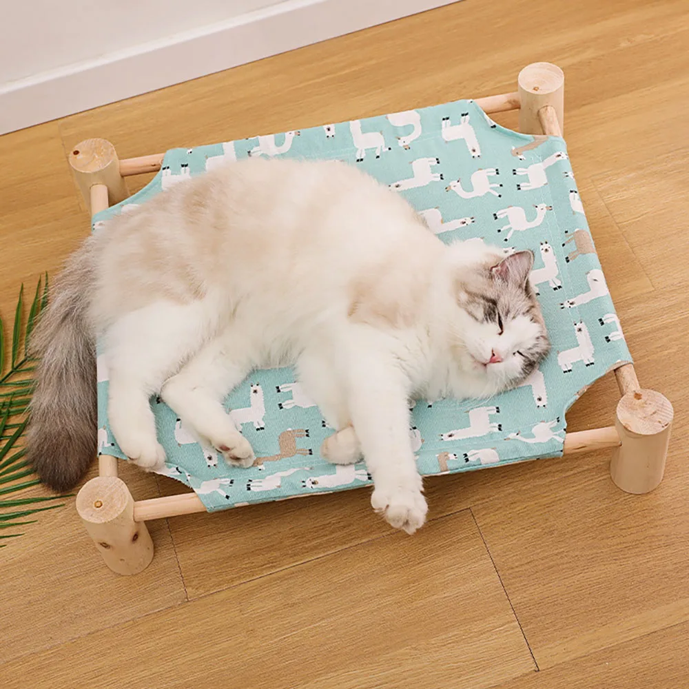 New 2024 Solid Wood Cat Bed Sleep Cat\'s Nest Foldaway Bed Kennel Outdoors Pets Lounge Chair Pet Bed Pet Supplies Indoor