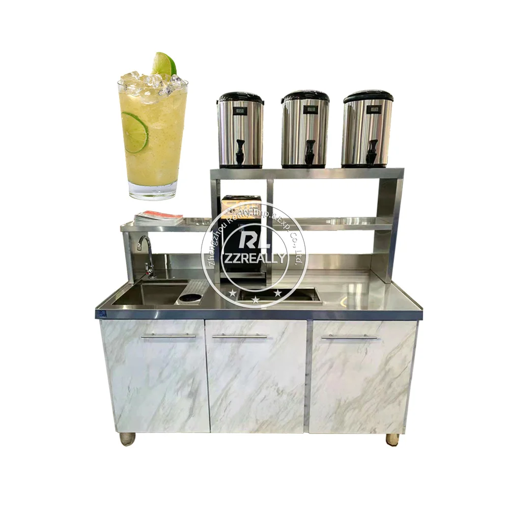 2024 New Model Commercial Fridge Bar Cocktail Work Station Mobile Stainless Steel Drink Bar Counter