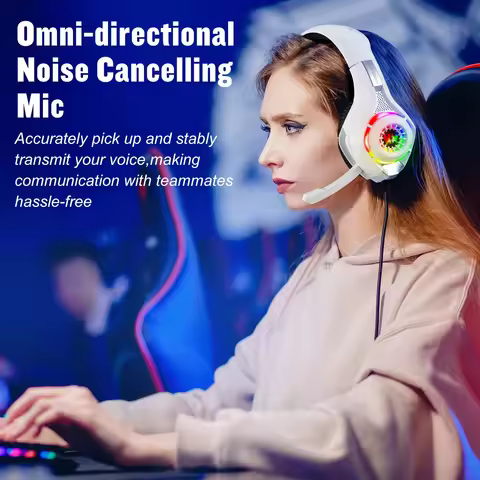 Wired Gaming Headphones Headset Noise Cancelling Earphone with Microphone Volume Control for PS4 PS5 PC Game 3.5mm USB Stereo