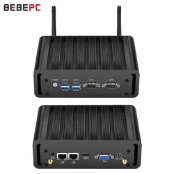BEBEPC-Mini PC Industrial sin ventilador, Intel Core i5 5200U i7 4500U, 2 X COM RS232, Celeron, Windows 10, Wifi, HD, 2LAN