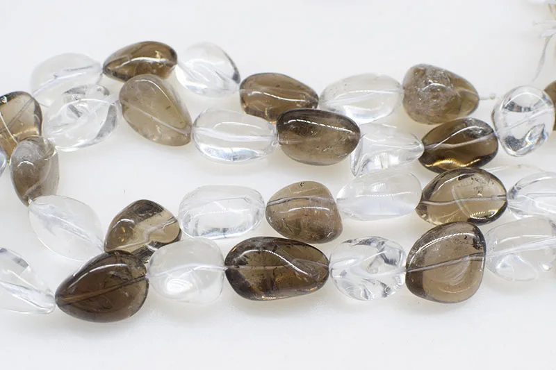 loose beads  Smoky Quartz white crystal free shape  22-28mm 15