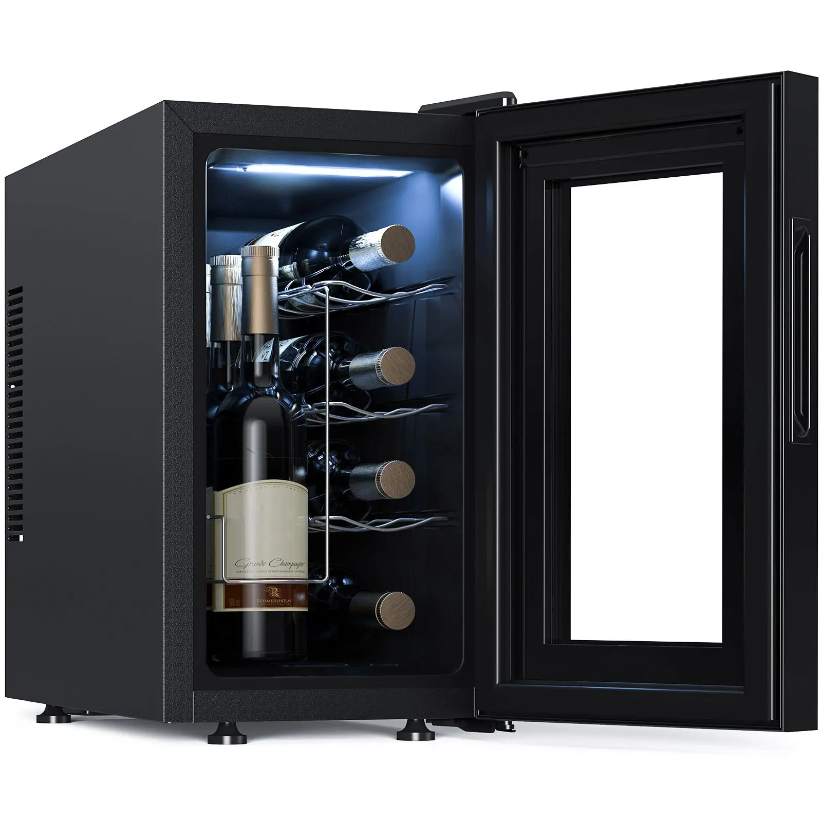 NEEDONE Wine Cooler Fridge, 8 Bottle Wine Chiller with Wine Rack/Lighting Fast Cooling Thermoelectric Queit Wine Cabinet Cellar