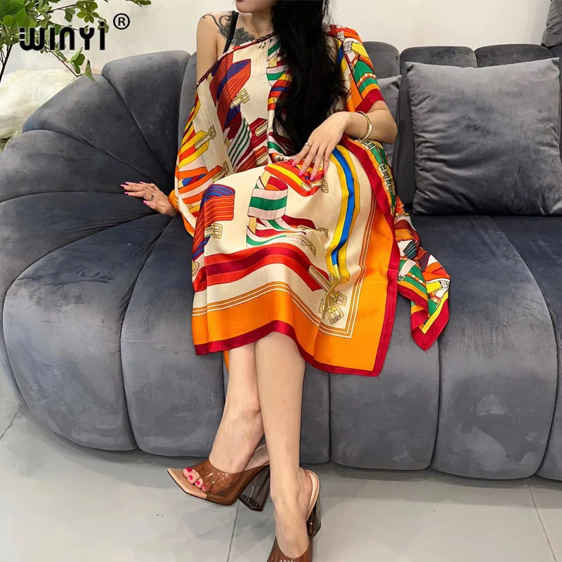 WINYI new high quality Africa Fashion Blogger Recommend fashion printed Kaftan Maxi dresses Loose Summer Beach Bohemian jacket