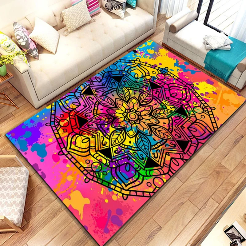 Floral Mandala Carpet Area Rug Flower Printing Hallway Doormat Step Mat Welcome Mats Rugs for Bedroom Living Room Home Textile