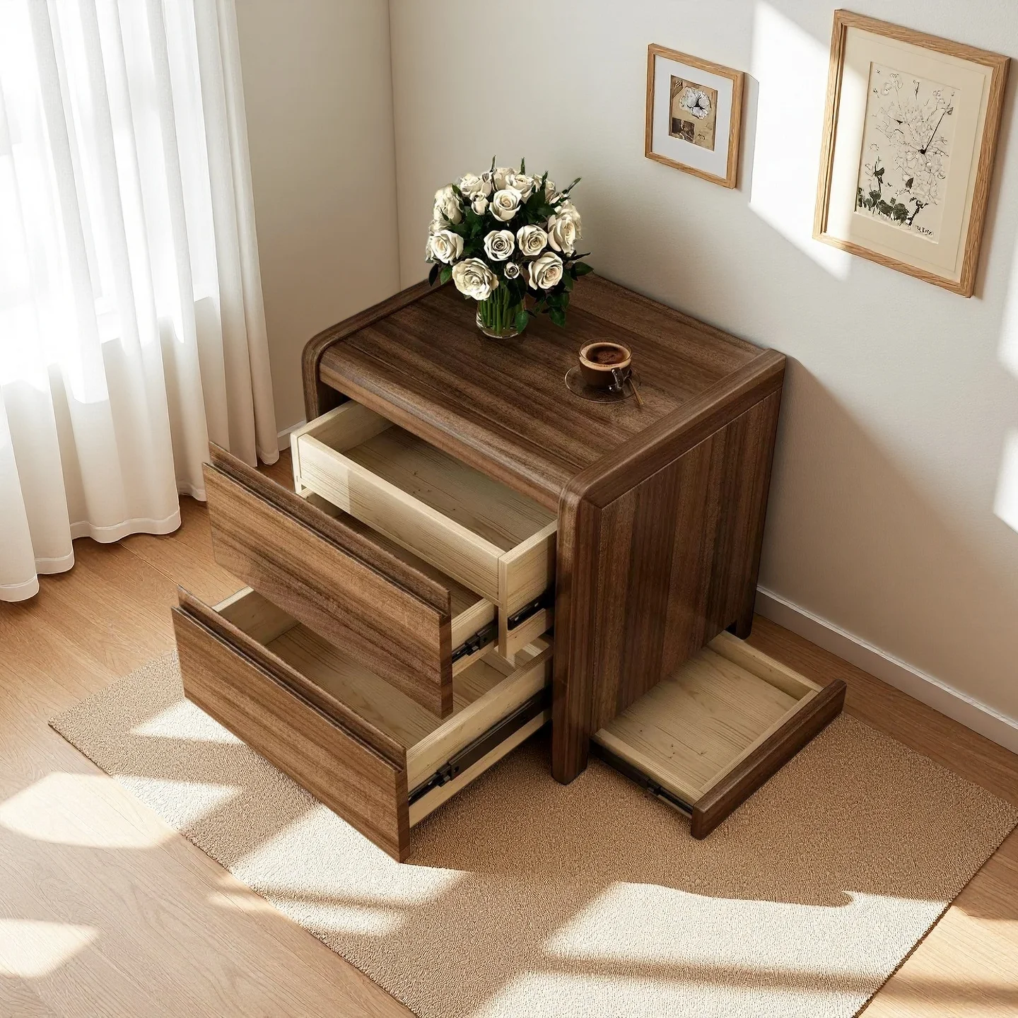 Hidden bedside table Simple household bedroom Locker Locker Hidden secret artifact File Real estate certificate Storage cabinet