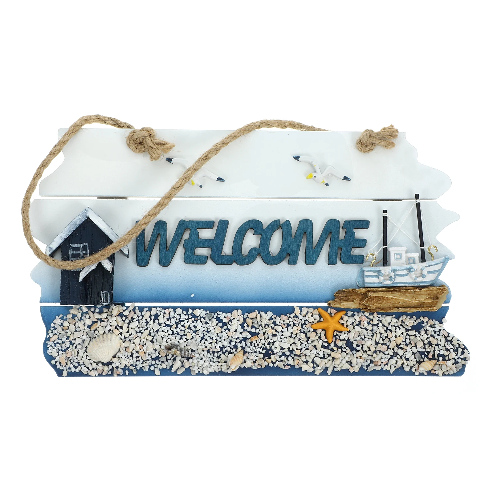 

1pc Mediterranean Style Door Sign Welcome Decor Front Door Hanging Wall Decoration Pine Party Housewarming