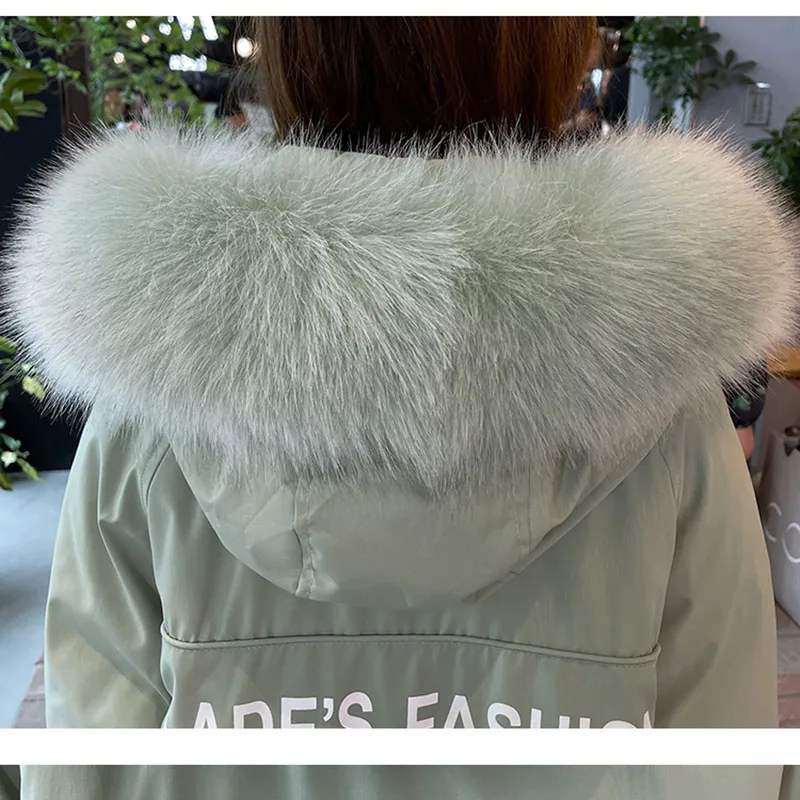 Women's2025 Mit Kapuze Parka Unten Baumwolle Mantel Neue Winter Verdicken Oversize Top Langarm Jacke Koreanische Lose mittellange Outer