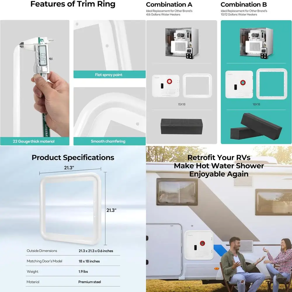 

RV Water Heater Door Trim Ring - 18″*18″, White