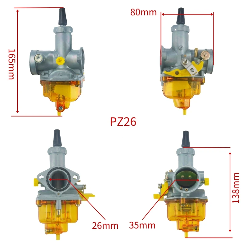 

For Honda PZ26 PZ27 PZ30 CG125 Lifan125 CG150 TMX155 CG200 125/150/200/ 250CC XL125 150 Dirt Bike ATV Carb Motorcycle Carburetor