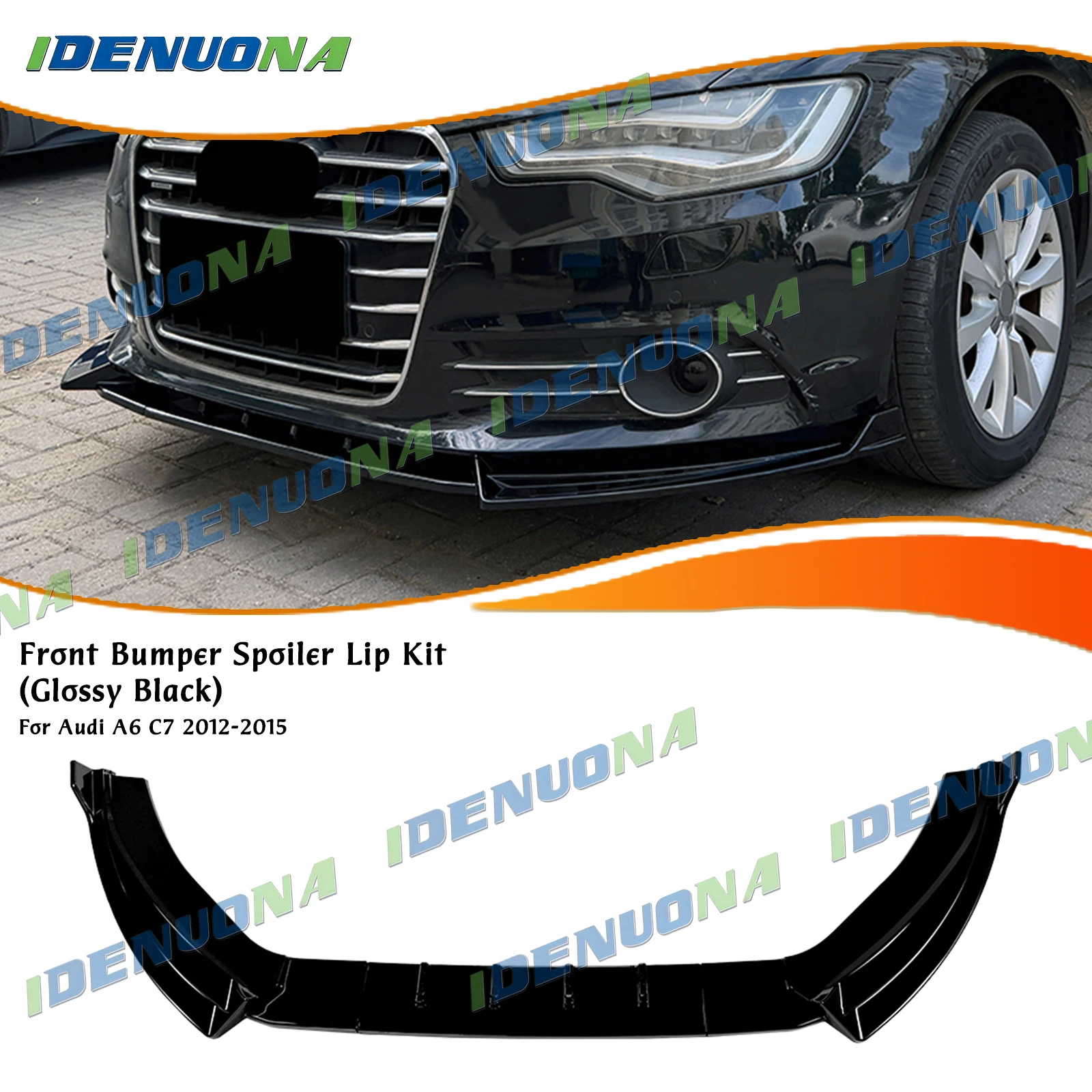 Front Bumper Spoiler Lip Lower Splitter Blade For Audi A6 C7 2012-2015 Base Version
