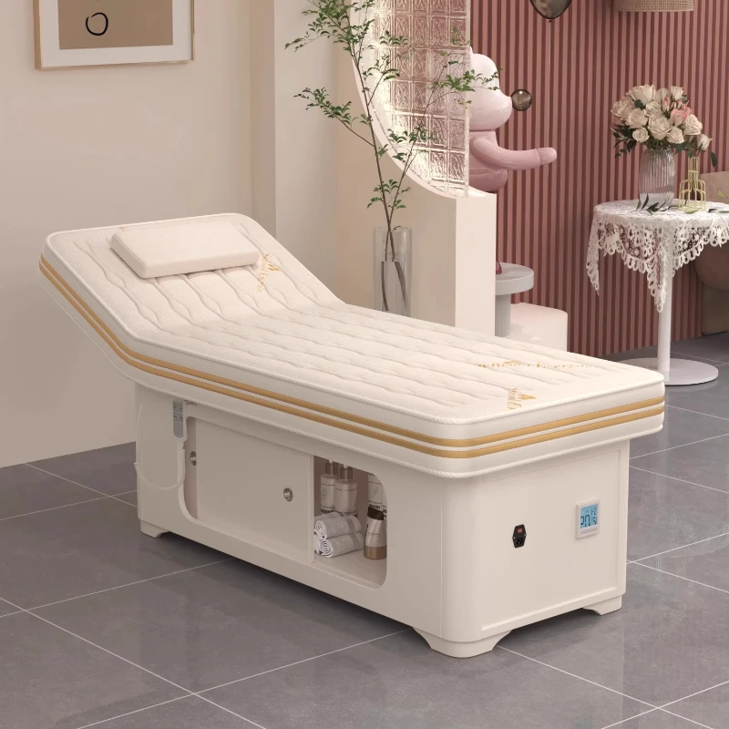 Modern furniture Electric latex solid wood beauty bed, high-end massage bed for beauty salons, therapeutic massage SPA new bed