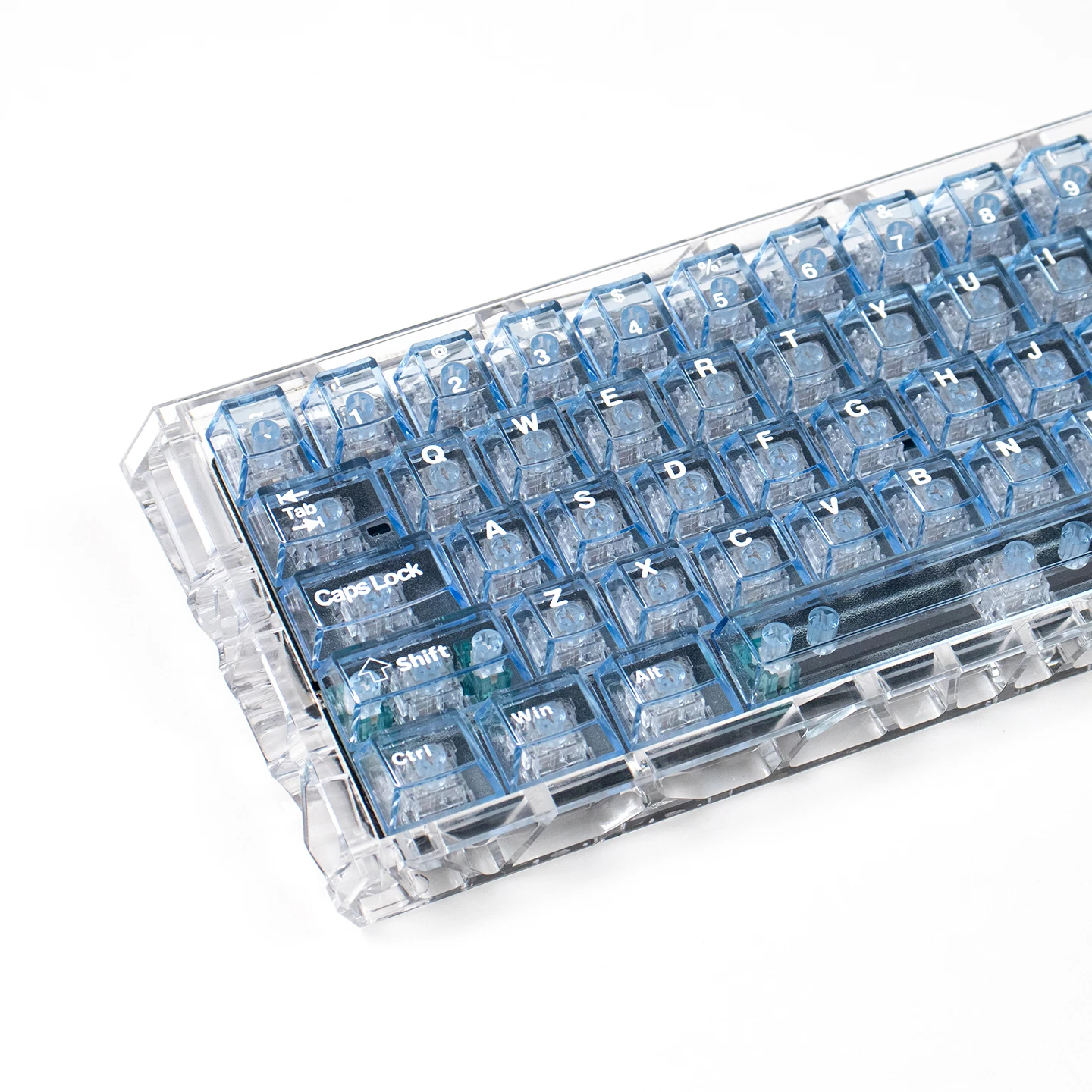 Blaue transparente Tastenkappen, 128 Tasten, Cherry-Profil, UV-Pad-Druck, PC-Tastenkappen für MX Switch mechanische Tastatur-Tastenkappen