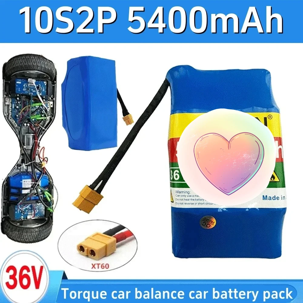 Rechargeable Lithium Ion 36V 5.4Ah 10s2p Battery Packs for Electric Self Balancing Scooter HoverBoard Unicycle