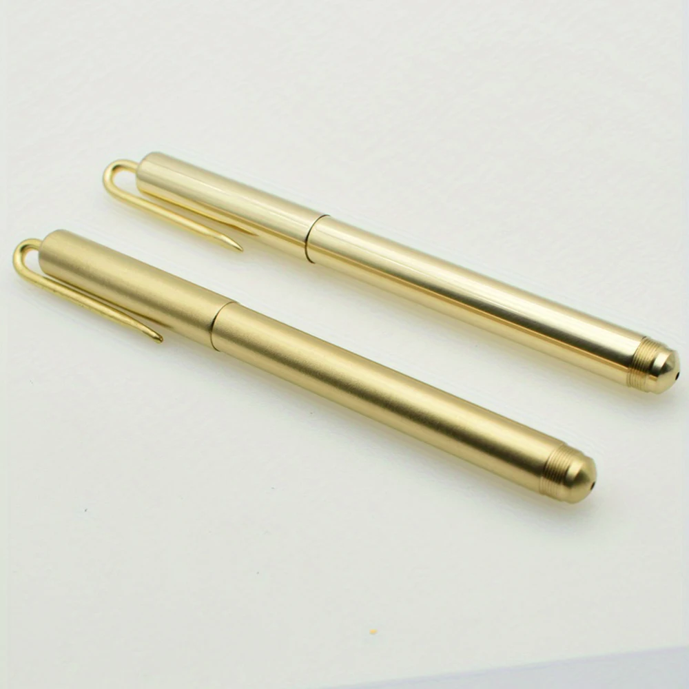 Golden Brass Gel Ben With Clip 0.7mm Point Black Ink Refill Gelpen Smooth Matte Signature Supplies