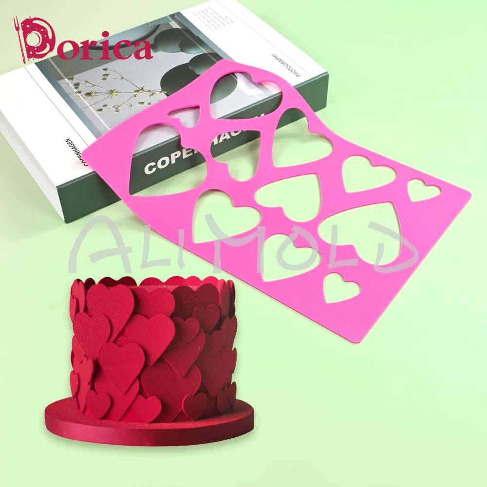 Love Heart Silicone Chocolate Chablon Molds Cookie Stencil Mould Valentine Cake Decorating Tools Kitchen Bakeware Accessories