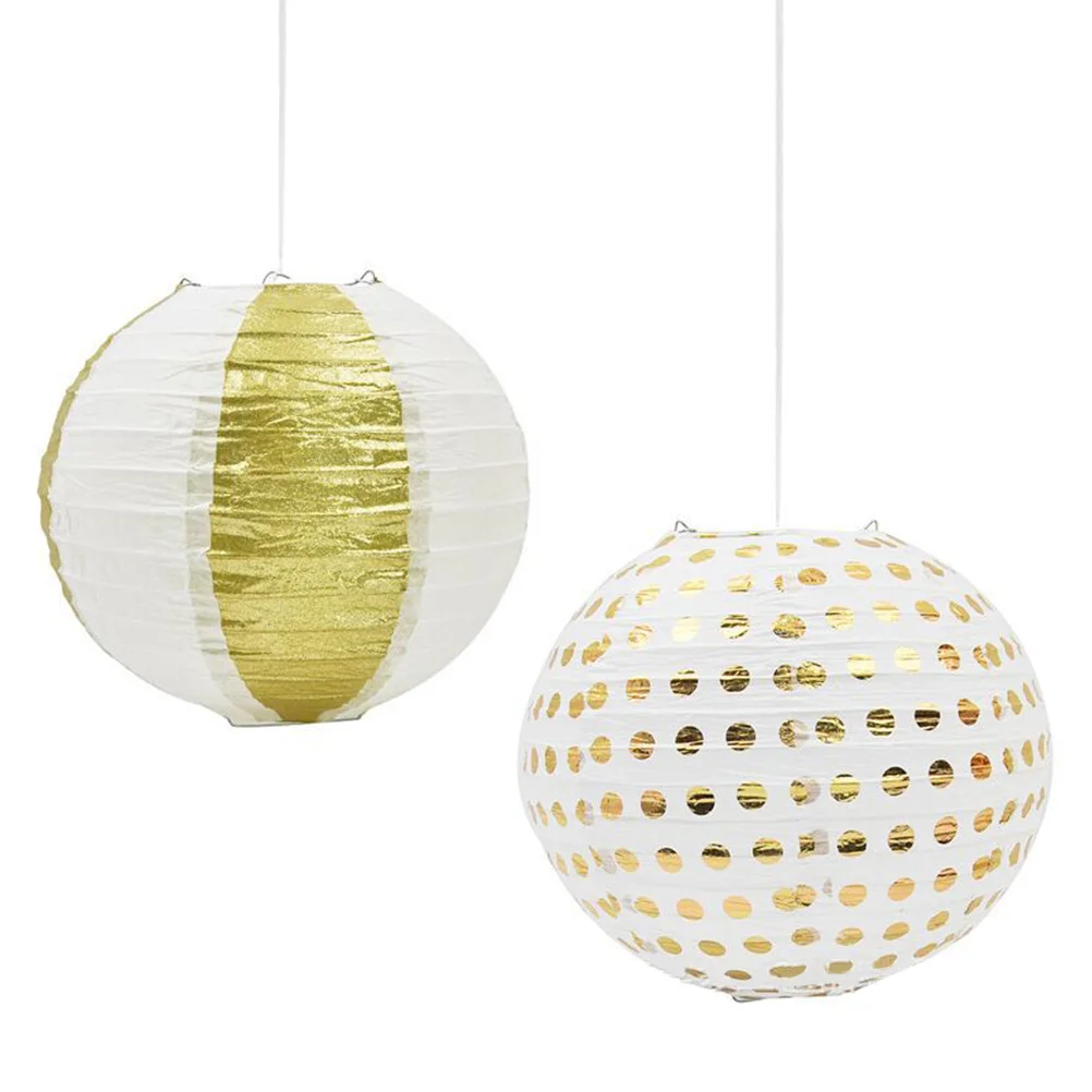 

2pcs Glitter Golden Dots Lampshade Hanging Festival Lantern Party Supplies Chinese