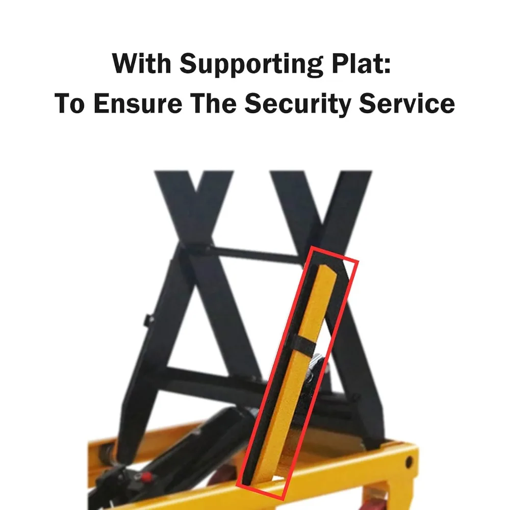 Meja Angkat Hidrolik, Kapasitas 770 lbs Tinggi Angkat 51 inci, Meja Angkat Gunting Ganda dengan 4 Roda dan Pelindung Belakang Pengaman