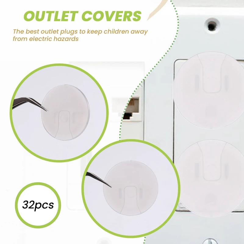 Outlet Plug Covers (32 Pack) Clear Child Proof Electrical Protector Safety Caps