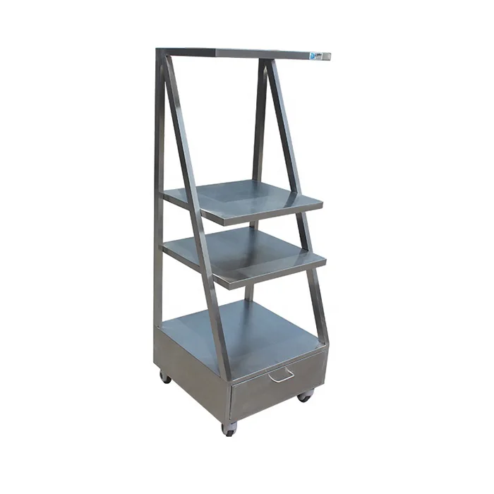 Pujia PJF-05 stainless steel three-layer veterinary Instrument monitor computer mobile medical trolley cart medical trolly