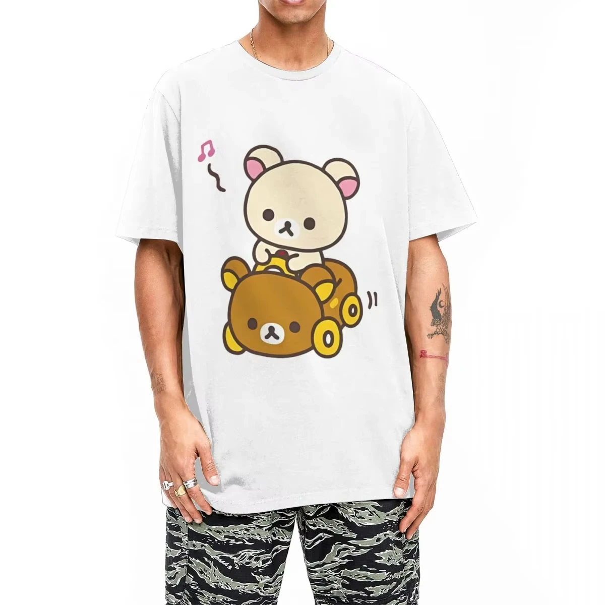 Car Drive Rilakkuma T-Shirt for Men Women Hipster Cotton Tee Shirt O Neck Short Sleeve T Shirt Plus Size Clothing