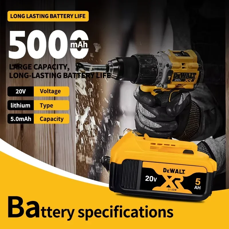 DEWALT 20V 5.0Ah lithium battery, BDC112 DEWALT charger, 18V DCB206, DCB205, DCB200 DCB609 cutting machine battery