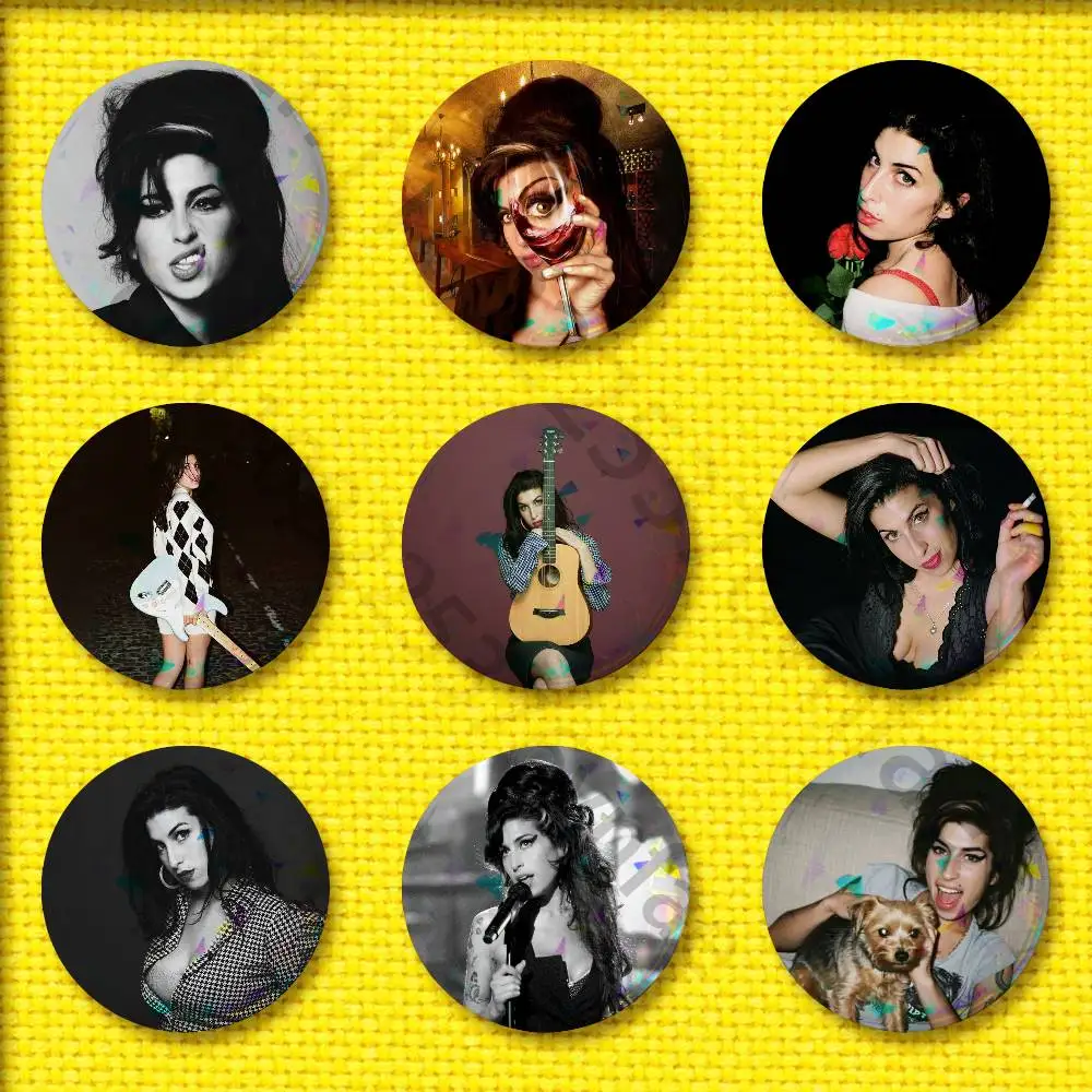 

A-Amy Winehouse Back to Black Badge For 32mm 25mm 44mm 75mm 58mm Round Pin Brooch Insignia Cover Decoration