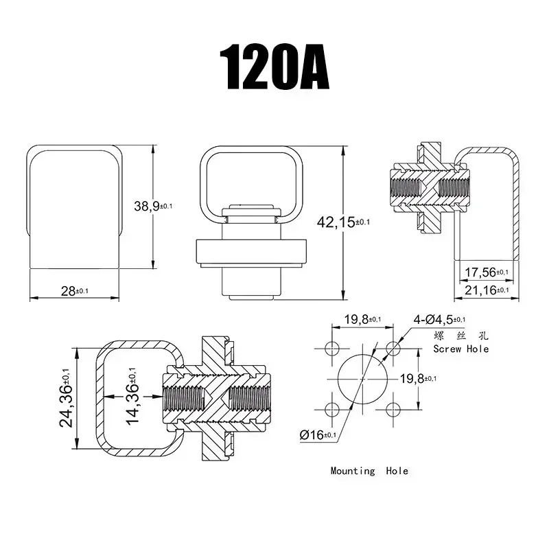 2Pcs 300A 200A 120A All Copper Lithium Battery Terminal Block High Current Energy Inverter Plug Mounted Type Storage Connector