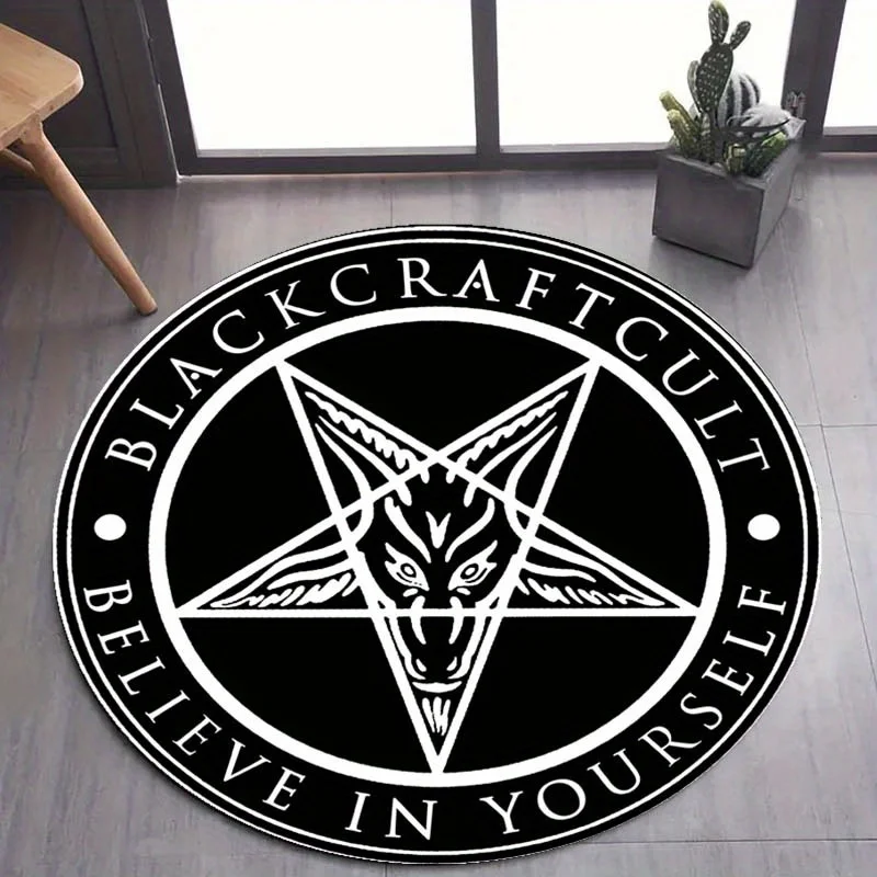 

1pc Pentagram Round Area Rug - Crystal Velvet Fabric for Living Room, Bedroom, Bathroom, Dining Room and Hardwood Floors