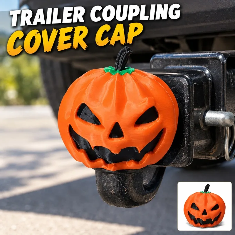 3D Printed Halloween Pumpkin Head Trailer Coupling Cover Cap, Universal Trailer Ball Hitch Cover, Decorative Dustproof Protector