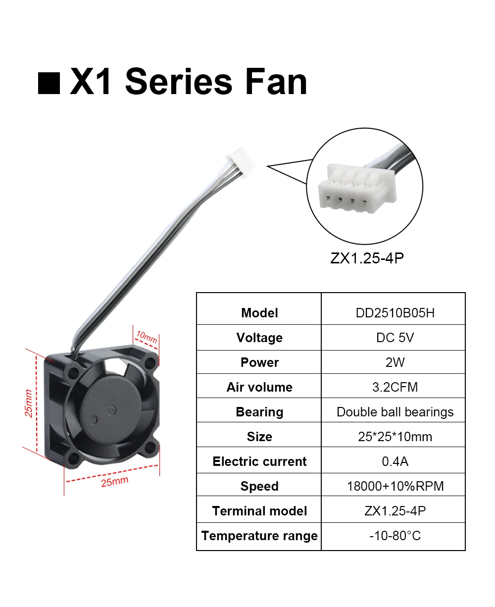 Trianglelab 2510 Mini-Lüfter 5V mit Kabel, Hot-End-Kühler für P1P P1S X1 X1C TZ Conch Hotend 3D-Drucker-Heizung – Detail 3