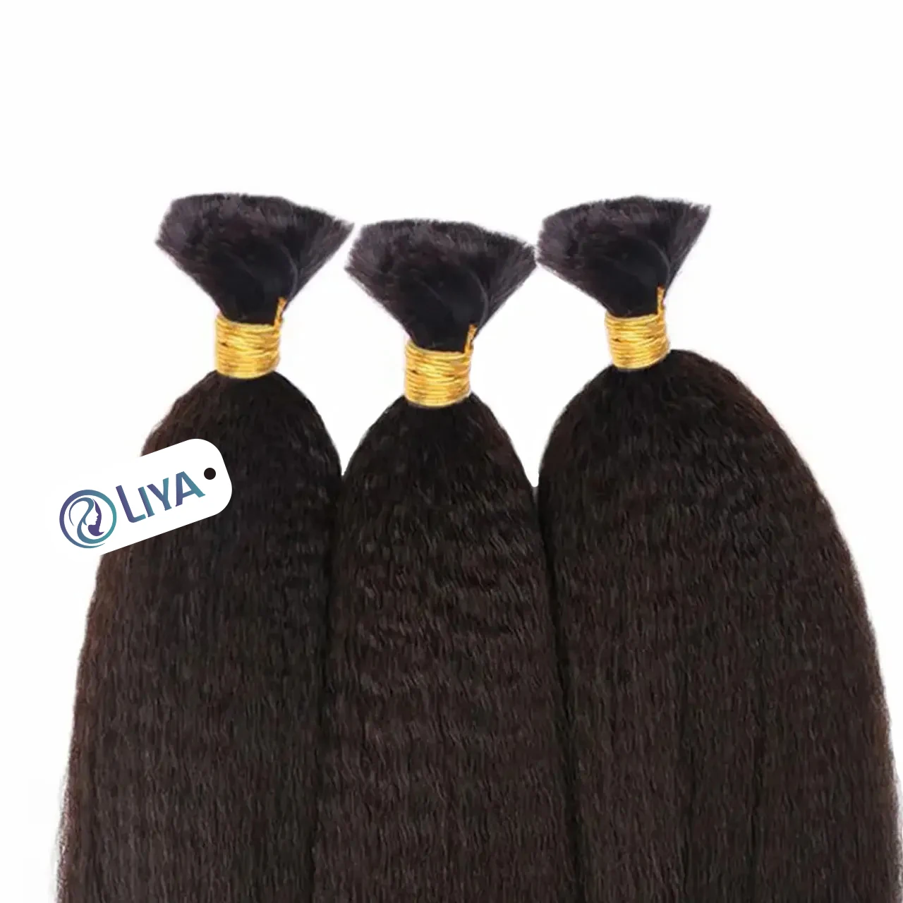 Extensiones de cabello humano 100% sin procesar, pelo rizado y liso a granel para trenzar, Color Natural, sin trama, Yaki