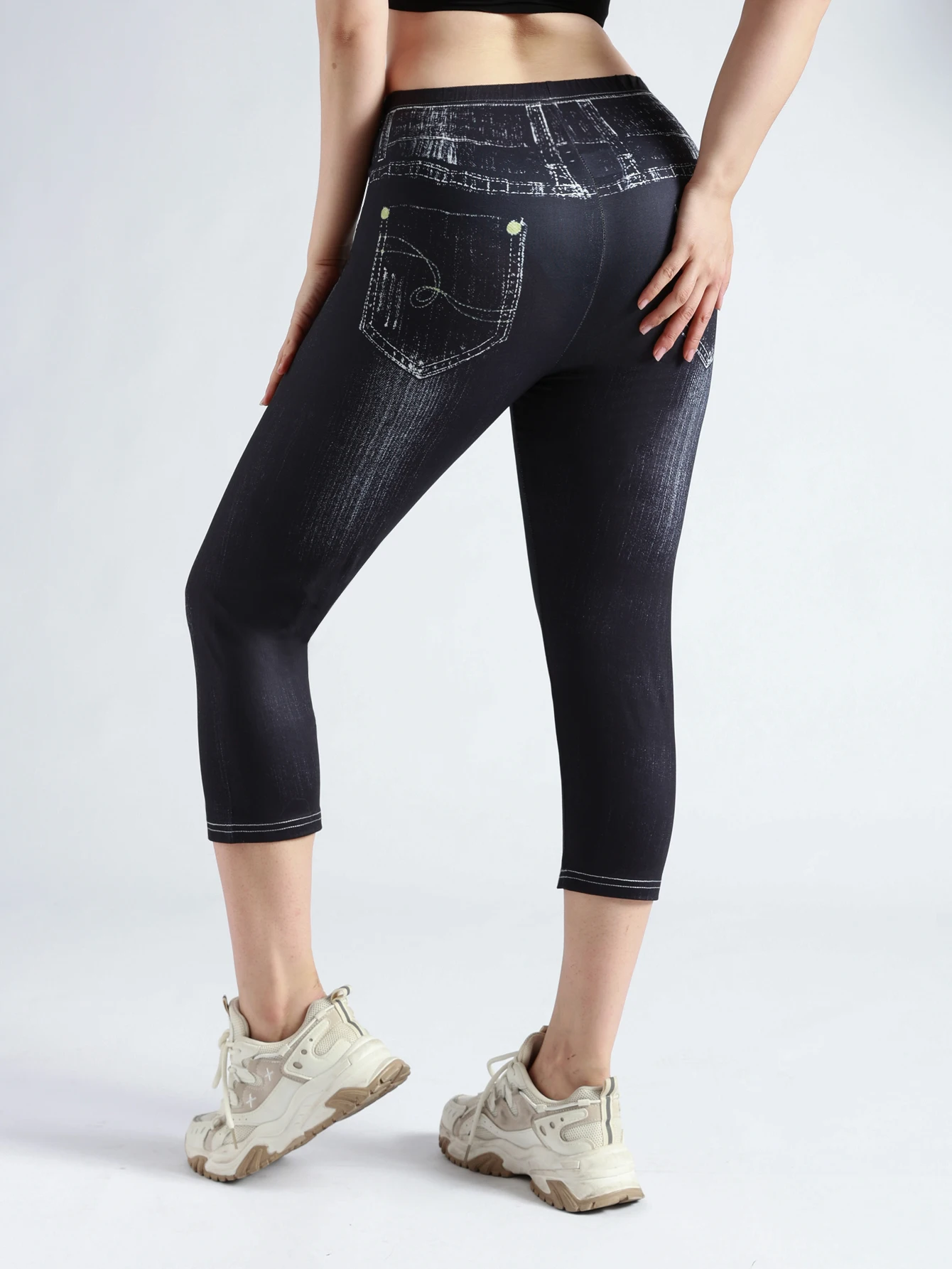 Jeggings Leggings a vita alta in Denim imitazione Capris da donna per il Comfort sportivo alta elasticità e pantaloni Casual Slim Fit