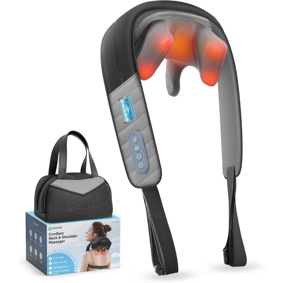 

4D Neck Massager for Pain Relief: HandsFree Deep Tissue Therapy for Neck and Shoulder Relief Wireless Back Massager with Portab