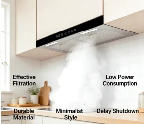 T-Type Mini Wall-Mounted Kitchen Range Hood Stainless Steel Energy Efficient 700mm Oil Fume Extractor