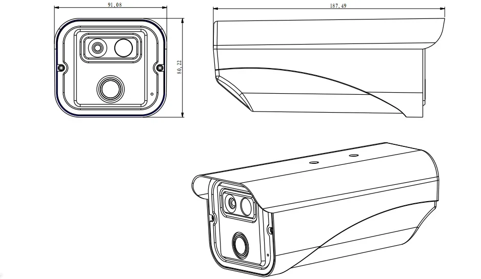 Thermal Image Processing Network IP Bullet Thermal Camera for Reliable Temperature-anomaly Alarm Temperature on Train Airport