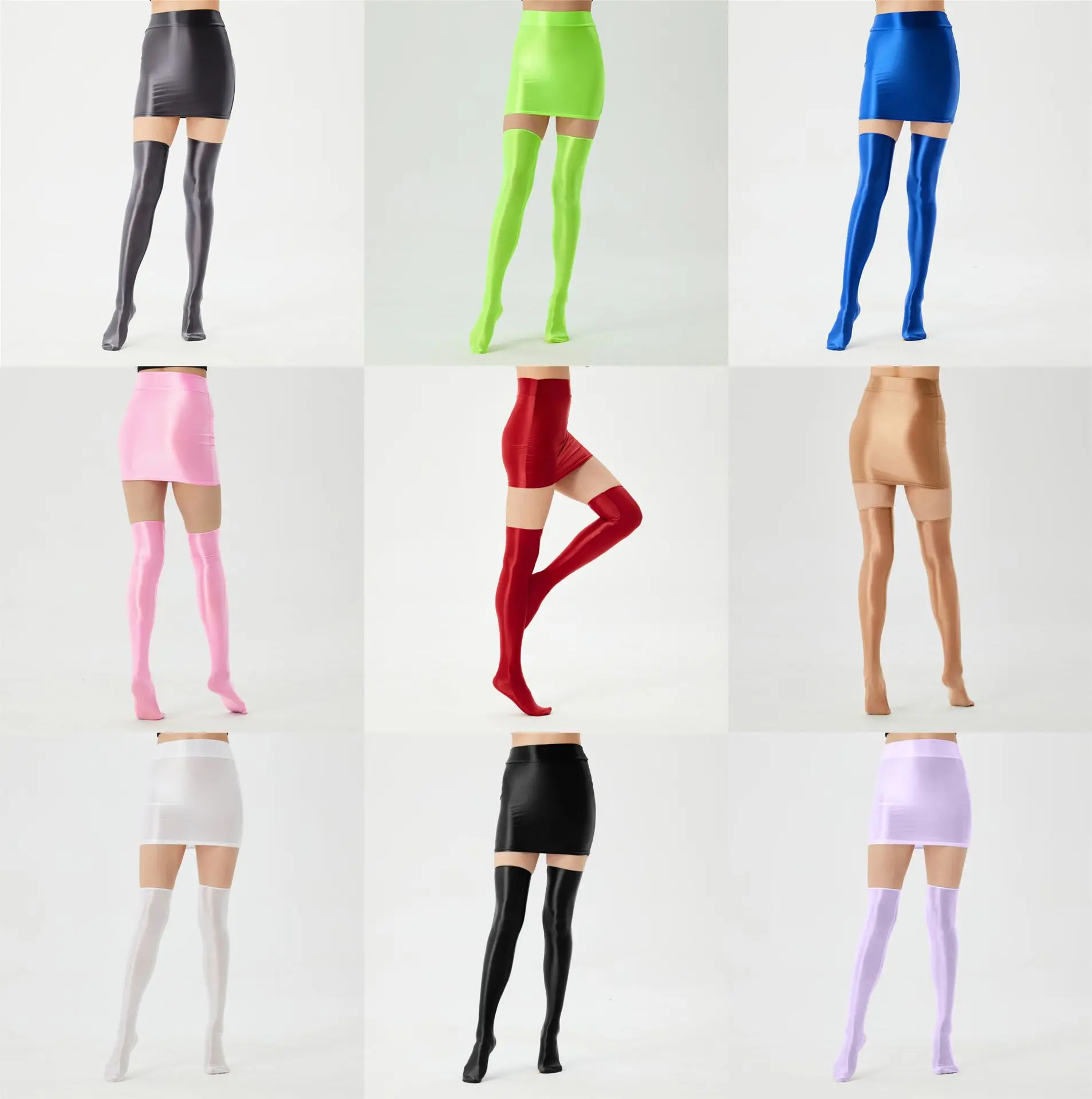 تنورة فائقة الإغلاق، تنورة مرنة حريرية غير عادية، تنورة ضيقة جذابة، تنورة زيتية لامعة للغاية