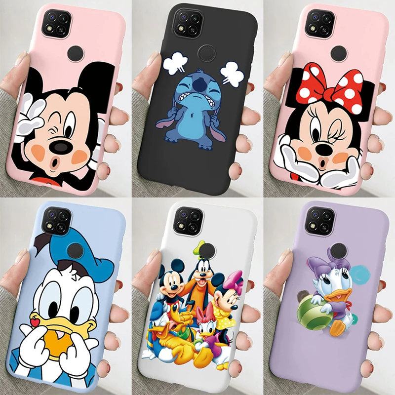 for Xiaomi Redmi 9C NFC Phone Case Mickey Minnie Mouse Daisy Donald Duck Stitch Cute Redmi9C 9 C Silicone Soft TPU Back Cover